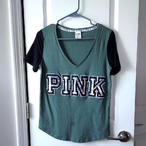 PINK Victoria's Secret Green T-Shirt Small